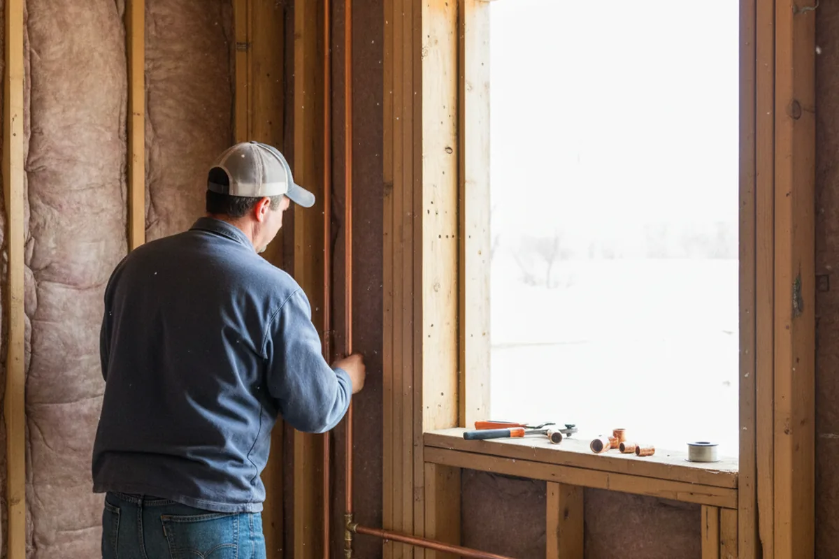 Licensed plumber running new copper supply lines in a Kansas City home