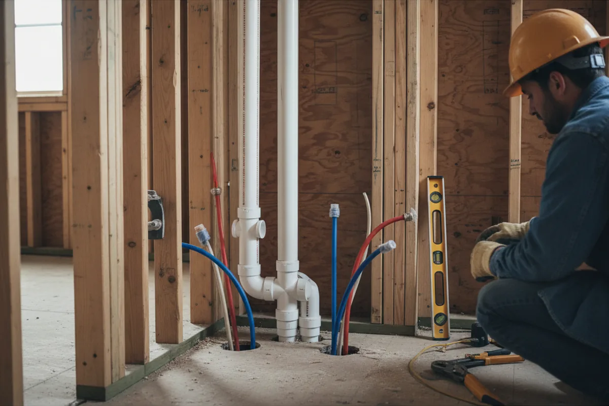 Drain and supply rough-in during Toilet Repair and Installation in Kansas City