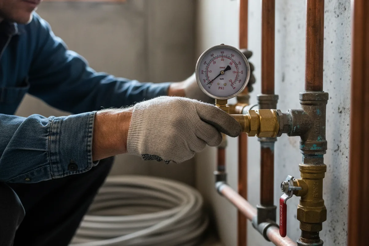 Pressure testing a repaired line during Water Line Repair in Kansas City
